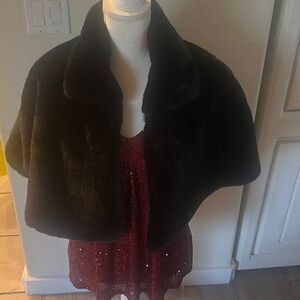 Elegant Black Faux Fur Shawl by Borrowed & Blue by Southern Living